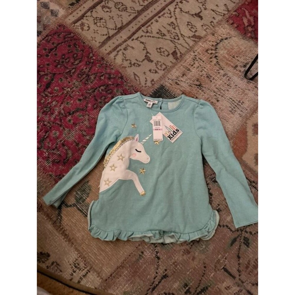 Unicorn girls new long sleeve white gold size 6